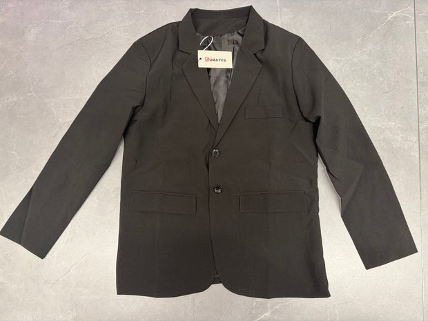 Kumayes Black Single-Breasted Suit Blazer Casual Outerwear Suits
