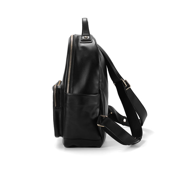 SADI SD Classic Black Leather Backpack | Stylish & Spacious Travel Bag