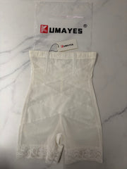 Kumayes White Lace Trim Shapewear Tummy-Control High-Waisted Short Undergarments