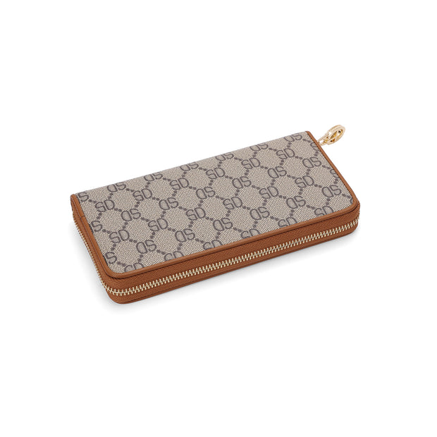 SADI SD Elegant Monogram Zip-Around Wallet | Stylish & Spacious Women’s Clutch